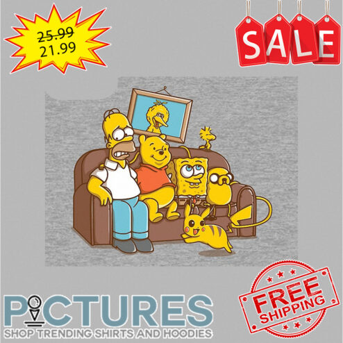 Simpsons Pooh Spongebob Pokemon sit on chair shirt