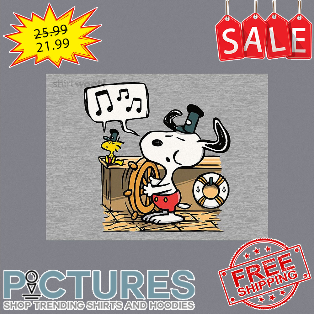 Snoopy and Woodstock drive a boat shirt