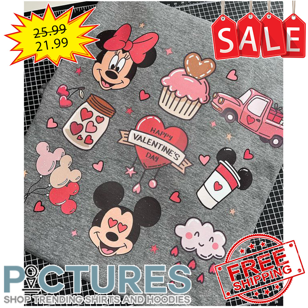 Mickey Minnie cupcake Happy Valentine's day Disney shirt