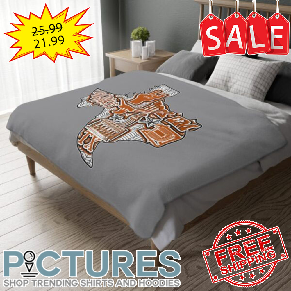 Texas Longhorns Football Hook Em Velveteen Minky Throw Blanket