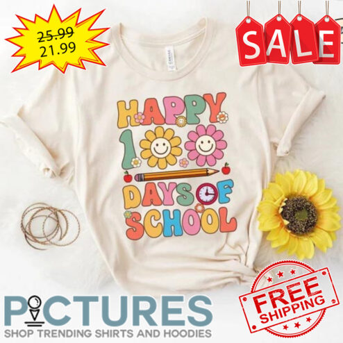 Flower Happy 100 Days Of School Shirt