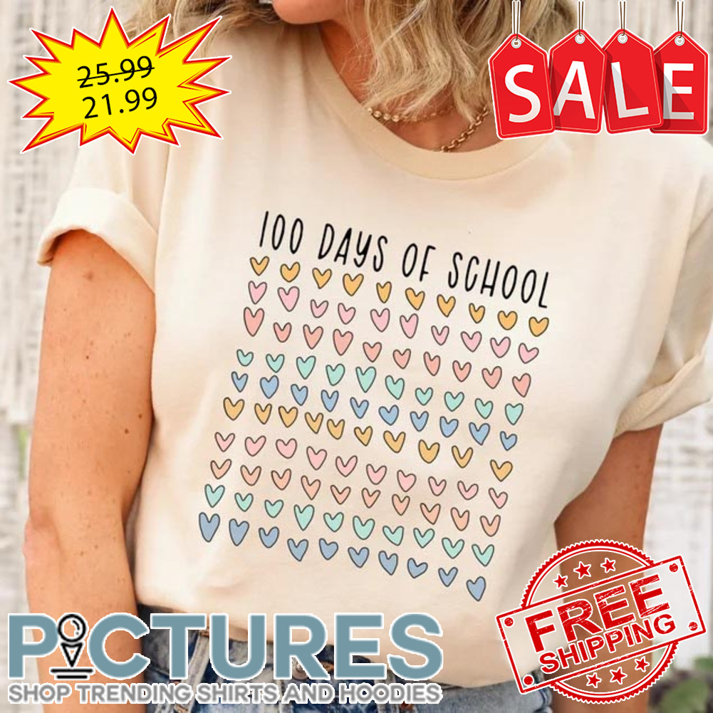 Heart Retro 100 days of school shirt