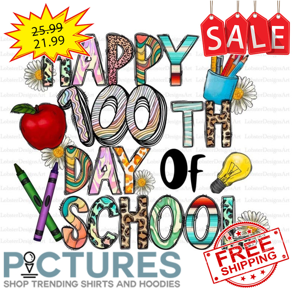 Leopard Apple Happy 100th Day Of School Daisy shirt