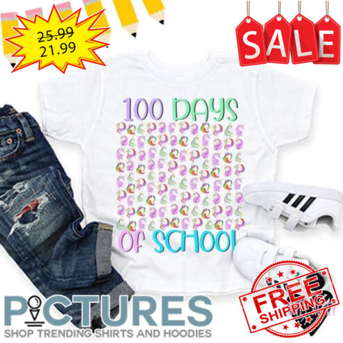 Unicorns 100 days of school shirt