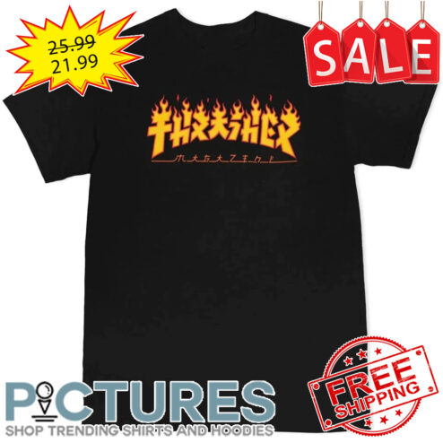 Thrasher Godzilla Flame fire T shirt