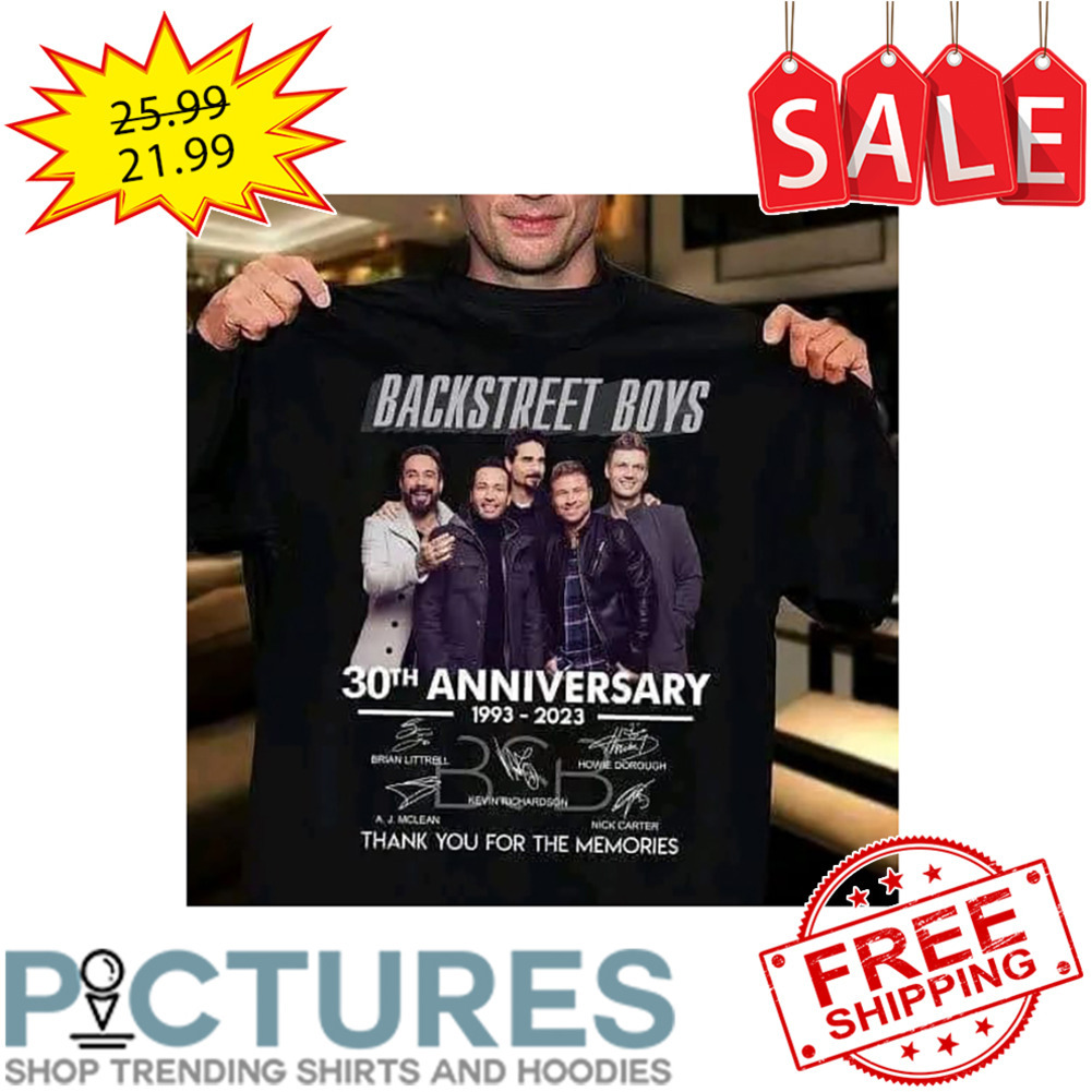 Backstreet boys 30th anniversary 1993-2023 thank you for the memories signatures shirt