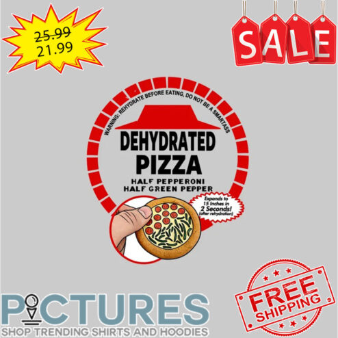 Dehydrated pizza half pepperoni half green pepper shirt