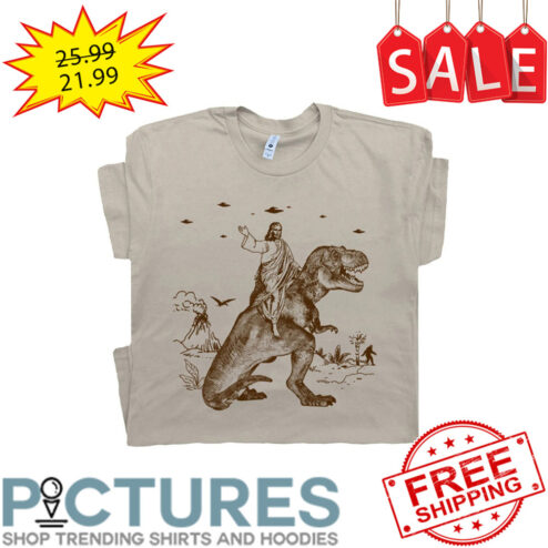 Jesus ride T-rex UFO Retro Vintage shirt