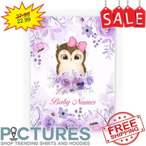 Personalized Owl Baby Girl Custom name Blanket