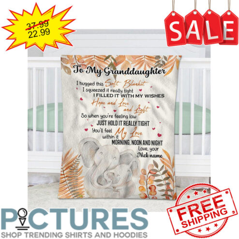 Personalized Elephant mom to my granddaughter I hugged this soft custom name blanket