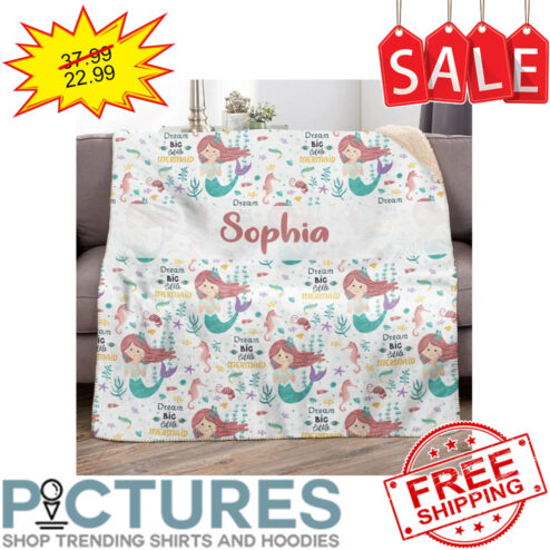 Personalized Mermaid Custom Name Kid Blanket