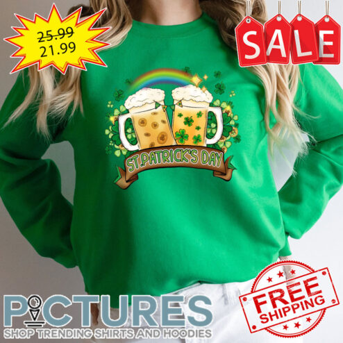 Beers Cheer Rainbow Irish Green Shamrocks St Patrick's day shirt