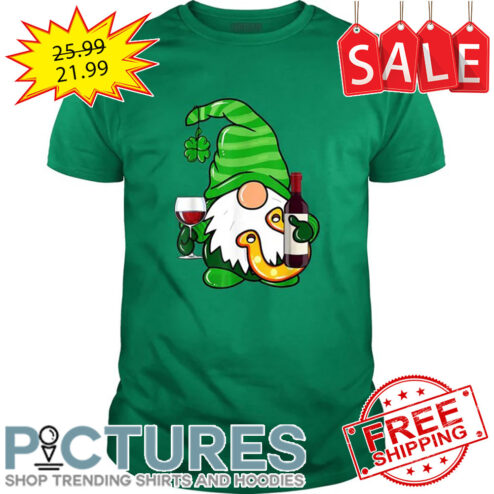 Gnome Drinks Wine Shamrock Shenanigans St Patrick's day shirt