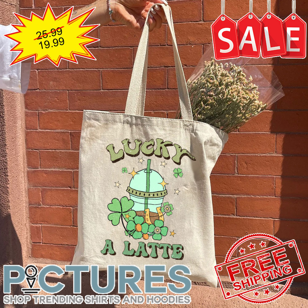 Coffee Lucky A Latte Irish Shamrocks Vintage St Patrick's day tote bag