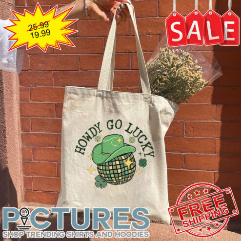 Disco Light Howdy Go Lucky Irish Green Shamrocks St Patrick's day Tote Bag