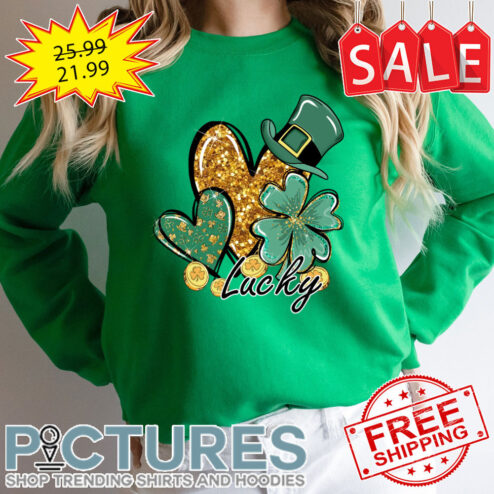 Heart Glitter Shamrock Lucky Irish Green St Patrick's Day shirt