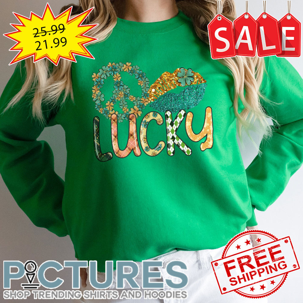 Lips Lucky Hippie Irish Green Shamrocks St Patrick's Day shirt