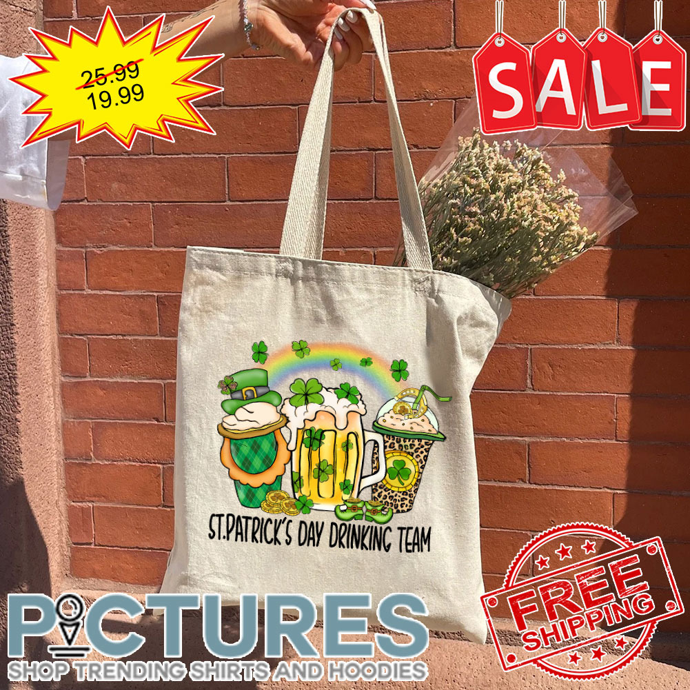 Rainbow Beer Coffee Irish Green Shamrocks St Patrick's Day Drinking Team Tote Bag