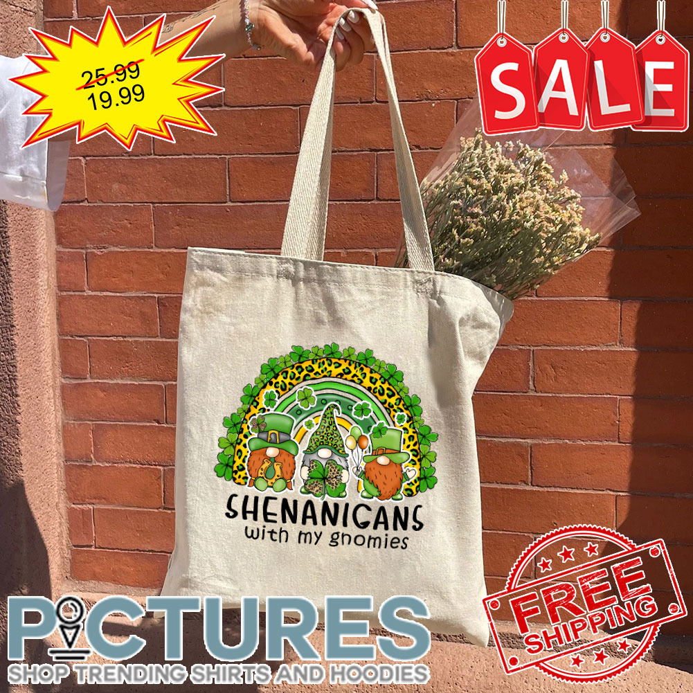 Rainbow Gnomies Leopard Shenanigans With My Irish Shamrocks St Patrick's Day Tote Bag