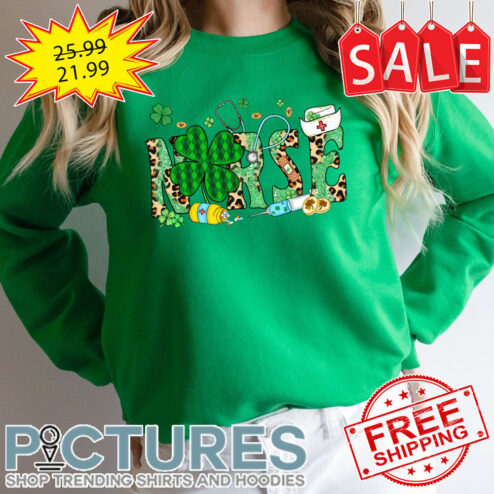 Shamrock Leopard Glitter Nurse Irish Green St Patrick's Day shirt