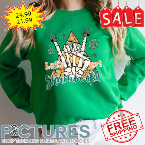 Skeleton Rock n Roll Let's Get Shamrocker St Patrick's Day shirt