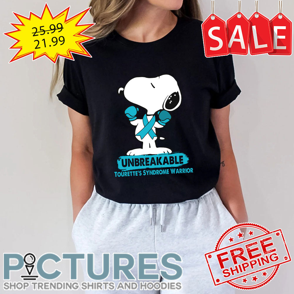 Snoopy Boxing Blue Ribbon Unbreakable Tourette's Syndrome Warrior shirt