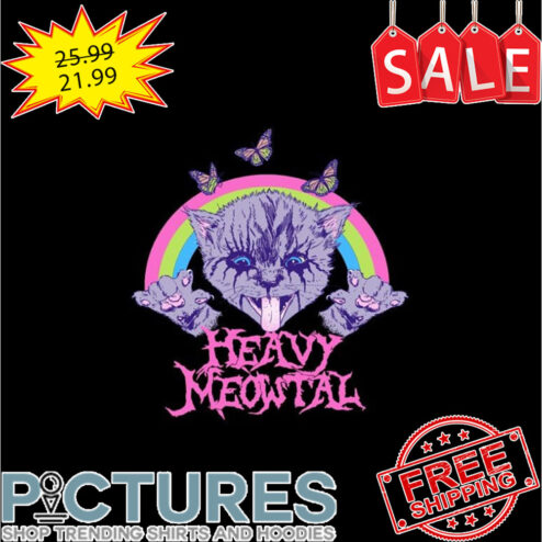 Rainbow Kitty cat heavy meowtal shirt