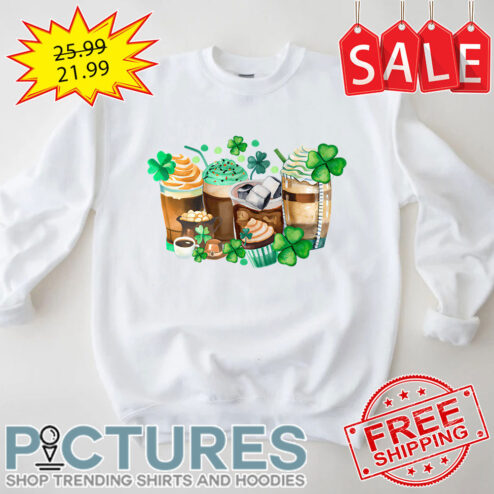 Shamrocks Coffee St Patrick's Day Watercolor shirt