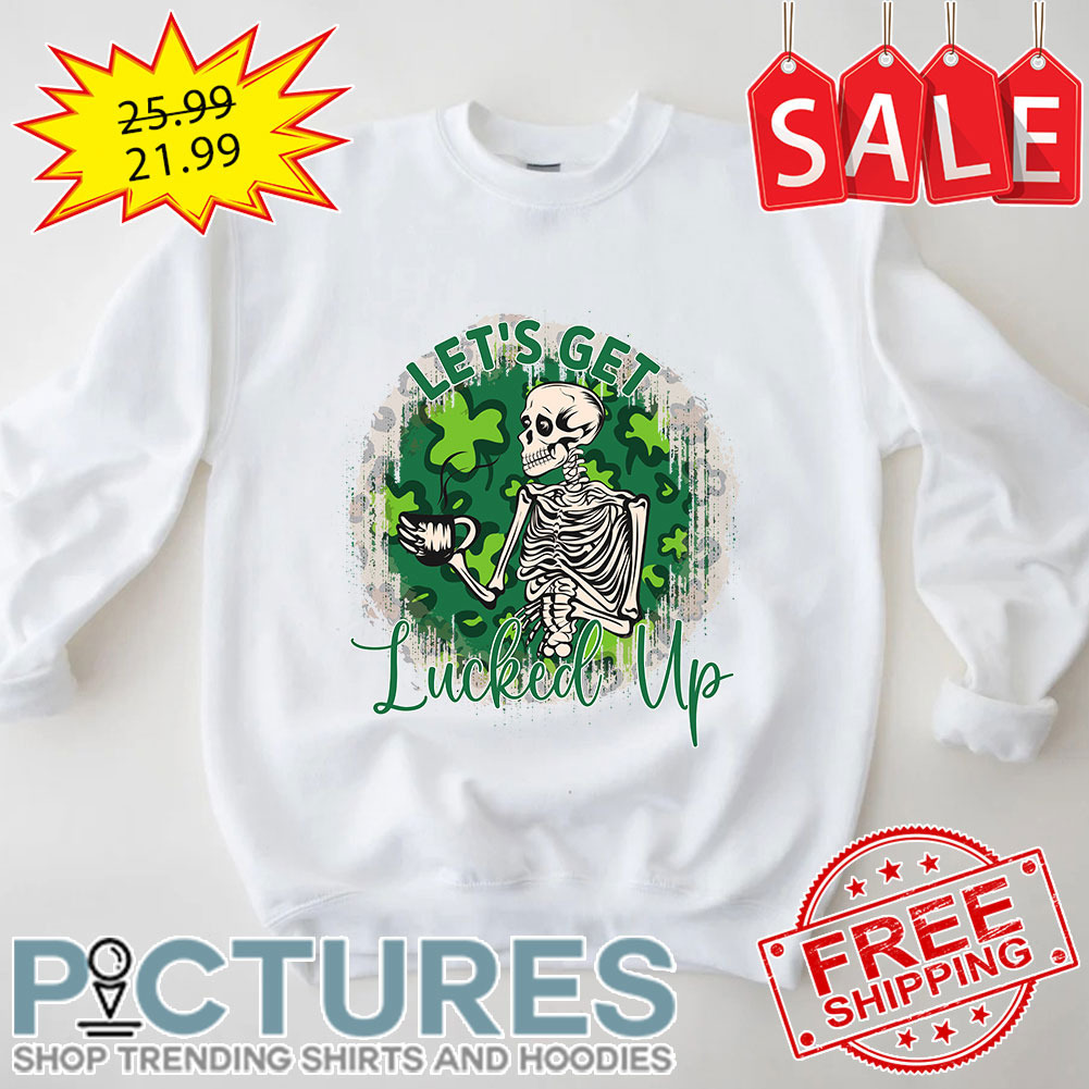 Skeleton Coffee Leopard Irish Green Let's Get Lucked Up St Patrick's Day Vintage shirt