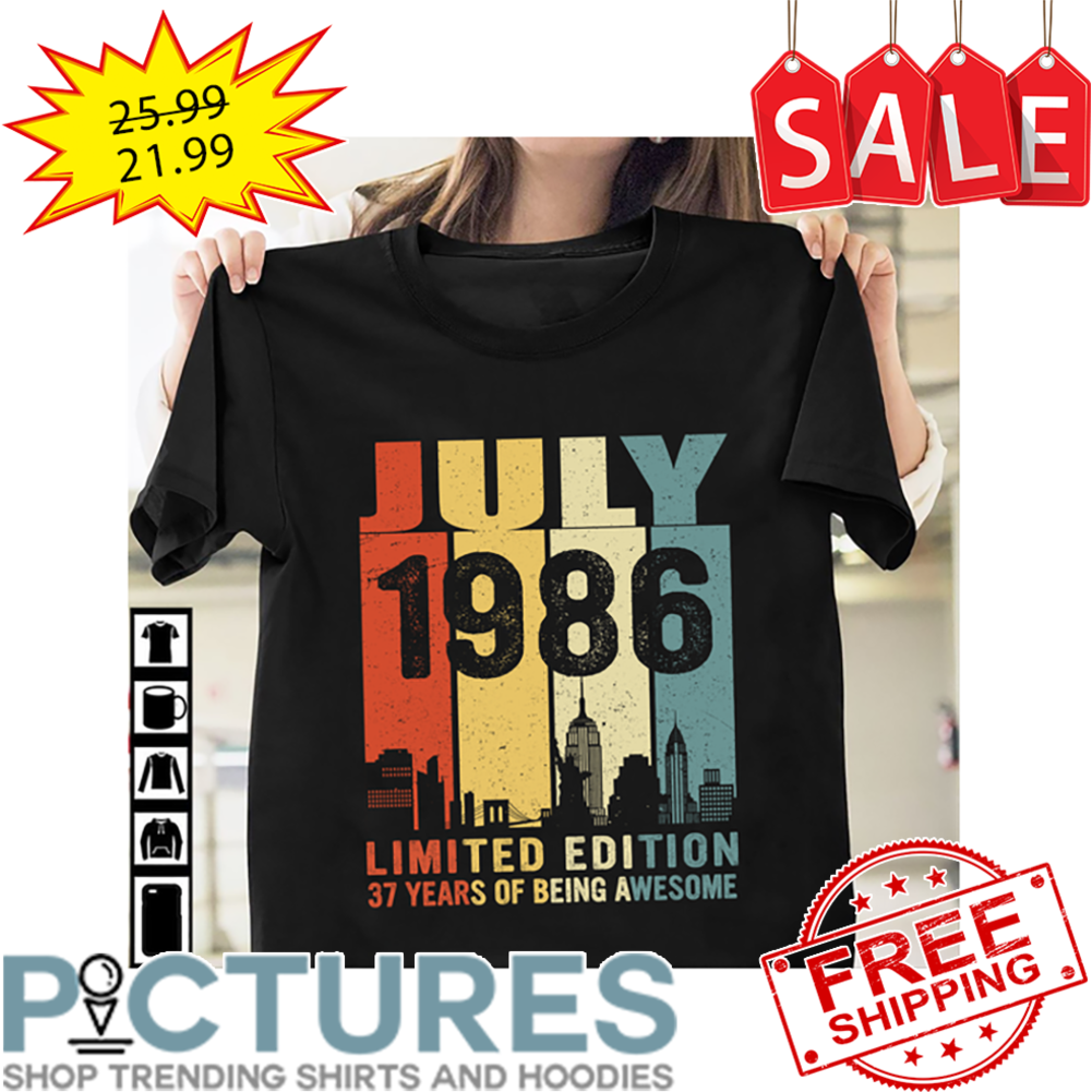 Personalized July 1986 Limited Edition 37 Years Of Being Awesome Retro Vintage shirt