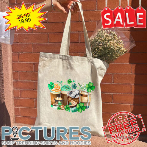 Shamrocks Coffee St Patrick's Day Watercolor Tote Bag