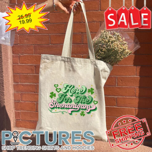 Shamrocks Here For The Shenanigans Irish Green St Patrick's Day Tote Bag