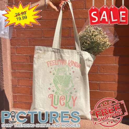 Skeleton Couple Feeling Kinda Lucky St Patrick's Day Retro Vintage Tote Bag