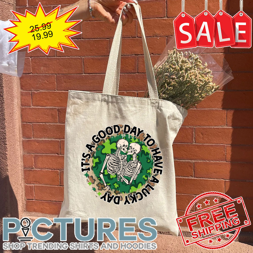 Skeleton Couple Leopard It's A Good Day To Have A Lucky day St Patrick's Day Tote Bag