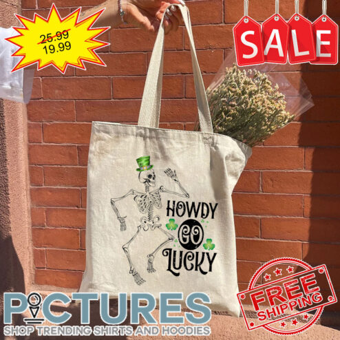 Skeleton Dance Howdy Go Lucky Shamrock Irish Green St Patrick's Day Tote Bag