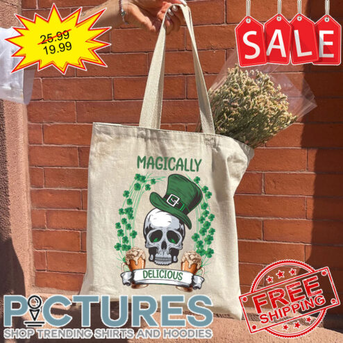 Skull Beers Magically Delicious Shamrocks Irish Green St Patrick's Day Tote Bag
