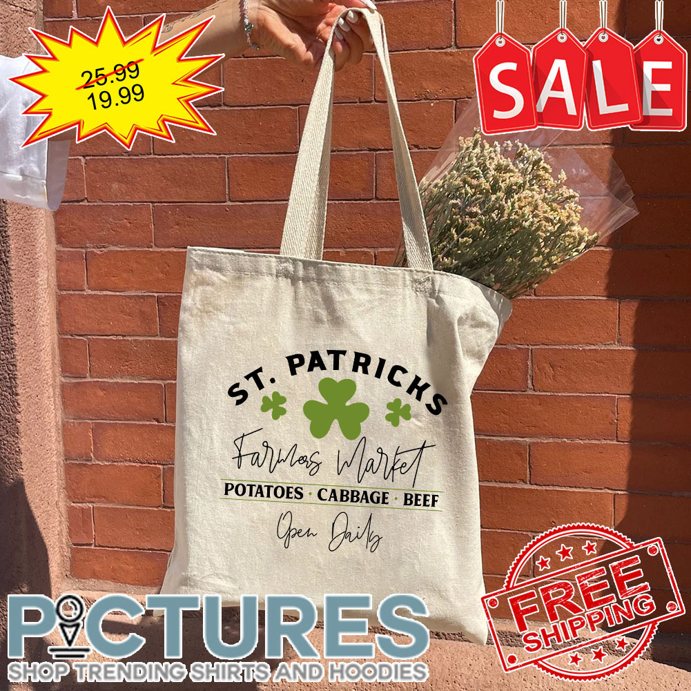 St Patrick's Day Shamrock Farmers Market Potatoes Cabbage Beer Open Daily Tote Bag