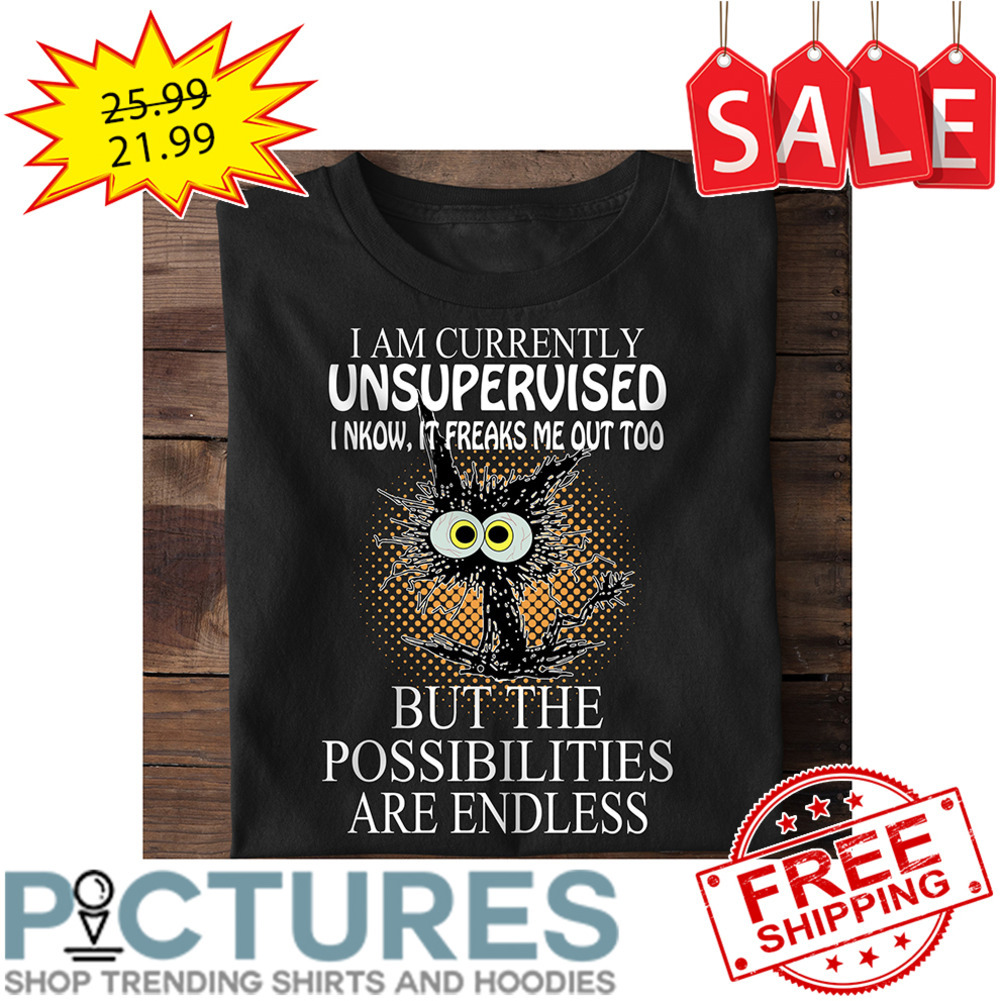Crazy Cat I Am Currently Unsupervised I Know It Freaks Me Out Too But The Possibilities Are Endless shirt