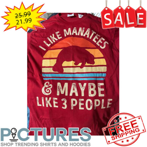 I Like Manatees And Maybe Like 3 People Retro Sunset Vintage shirt