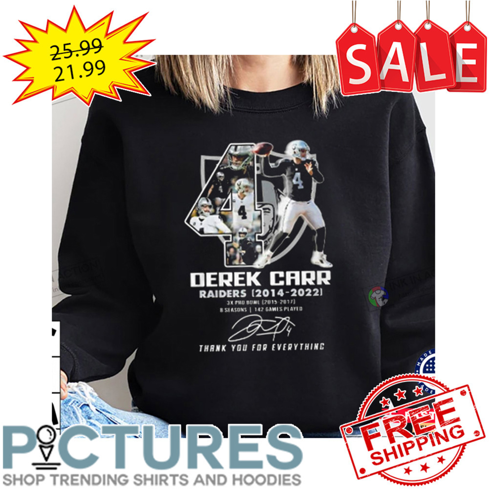 Derek Carr Raiders 2014 – 2022 Thank You For Everything Signature shirt