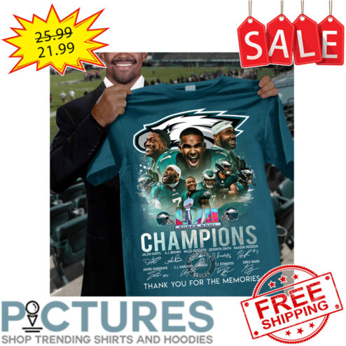 Philadelphia Eagles 2023 LIVII Super Bowl Champions Thank You For The Memories Signatures shirt