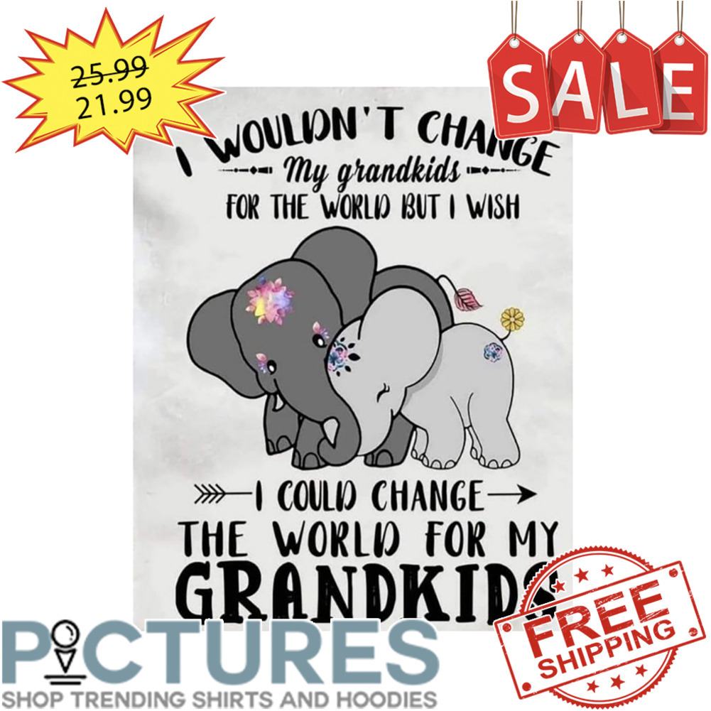 Elephants I Wouldn't Change My Grandkids For The World But I Wish I Could Change The World For My Grandkids shirt