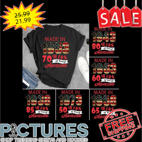 Personalized Made In 1953 70 Years Of Being Awesome American Flag Vintage shirt