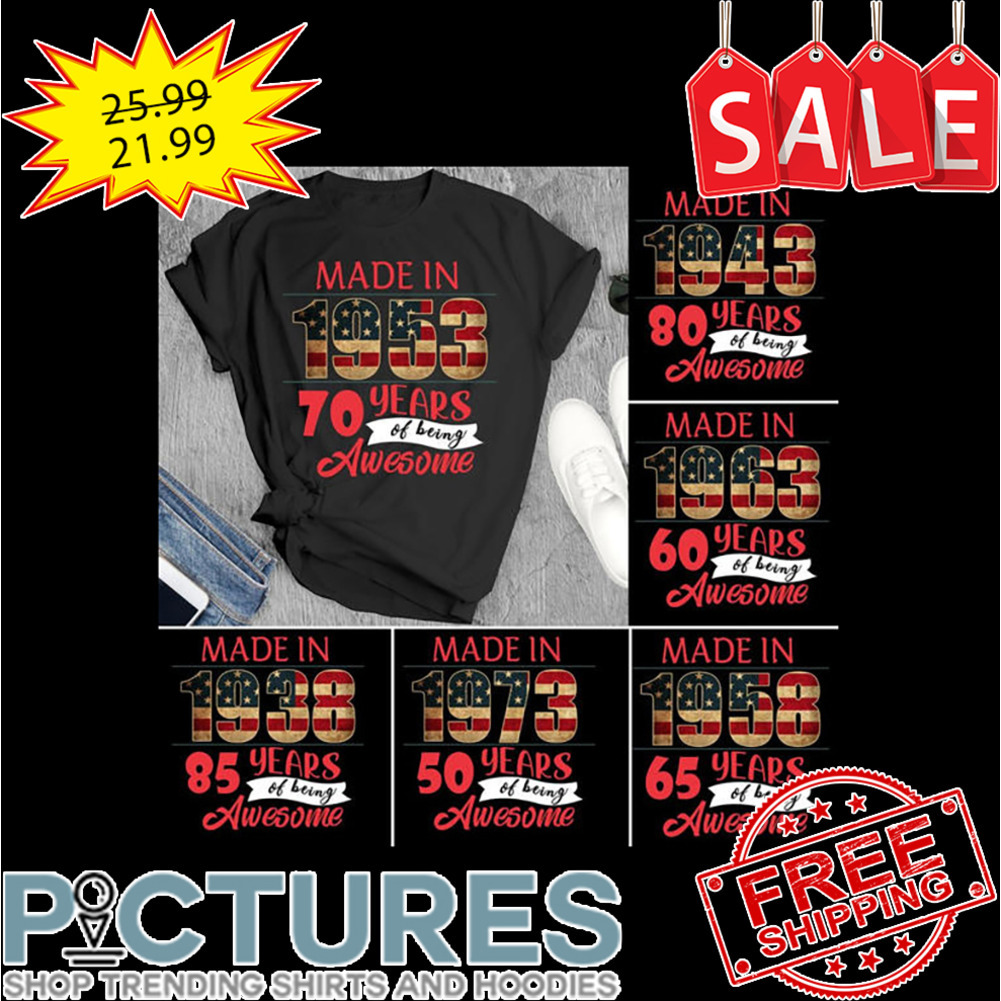 Personalized Made In 1953 70 Years Of Being Awesome American Flag Vintage shirt