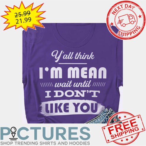 Y'all Think I'm Mean Wait Until I Don't Like You shirt