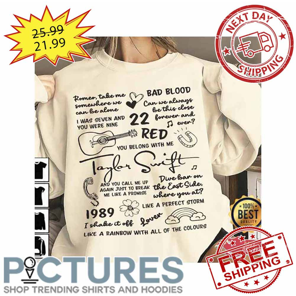 Taylor Lyric Album Song Music shirt