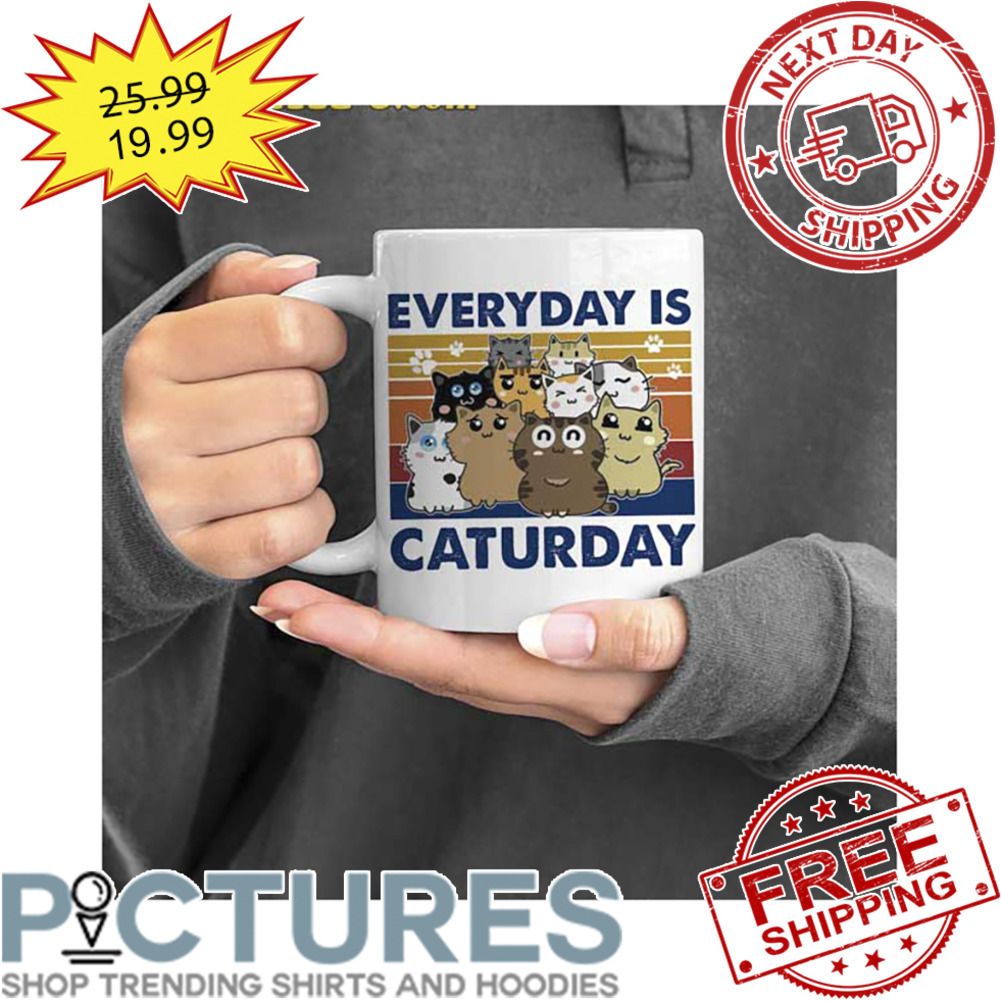 Everyday Is Caturday Happy Day Retro Vintage Mug