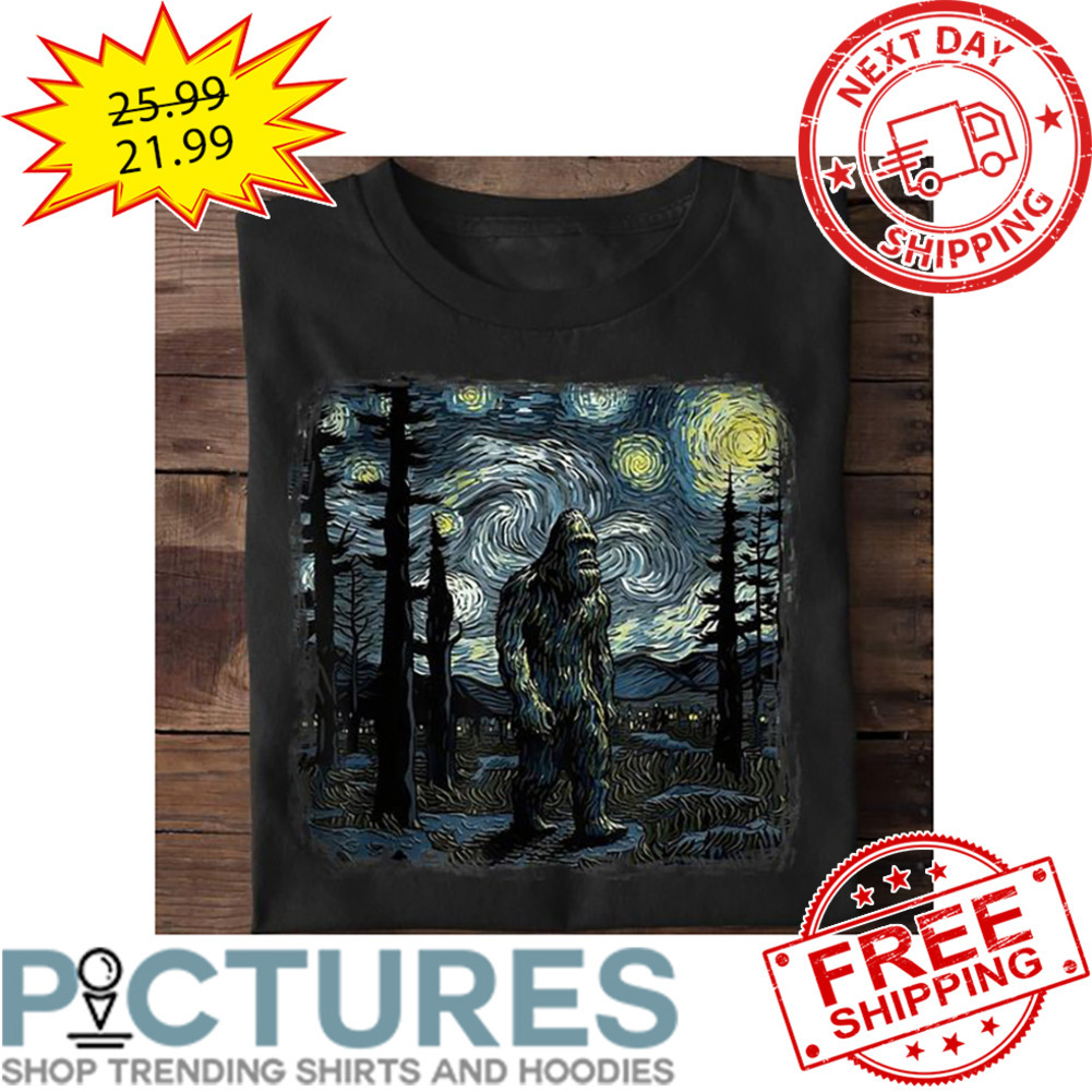 Big Foot In Forest Paint Van Gogh shirt