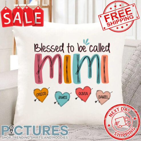Personalized Blessed To Be Called Mimi Doodle Alphabet Custom Name Grandkids Mother's Day Canvas Pillow