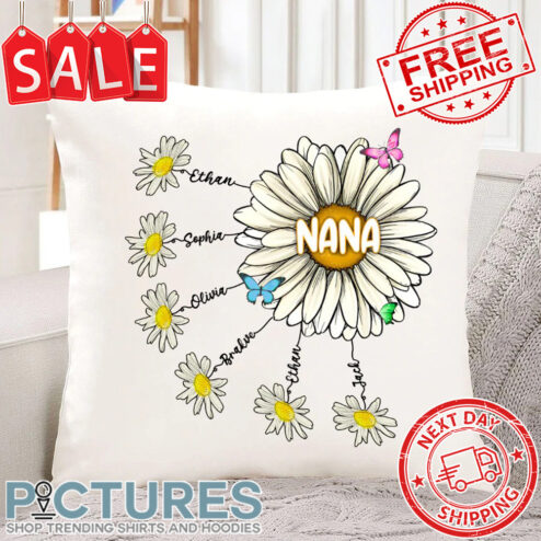 Personalized Grandma Daisy Custom Name Grandkids Mother's Day Canvas Pillow